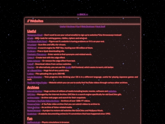 links screenshot