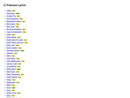 famous_lyrics screenshot