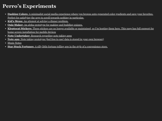 experiments screenshot