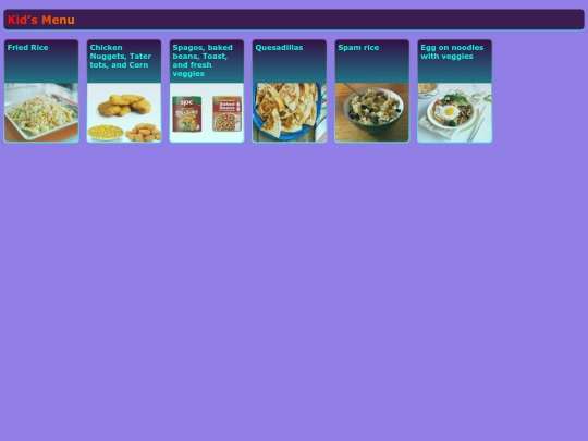 experiments/kids-menu screenshot