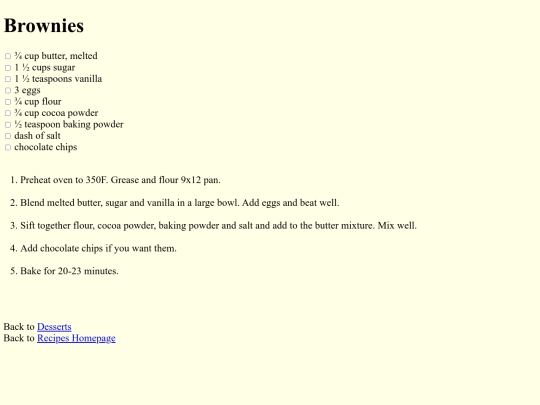 recipes/desserts/brownies screenshot