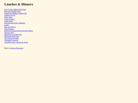 recipes/dinners/dinnersindex screenshot