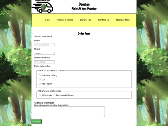 orderform screenshot