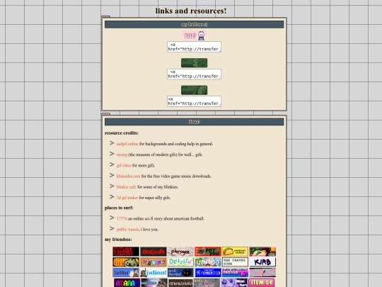 links screenshot