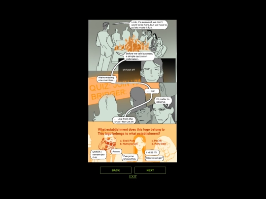 comic/quiz screenshot