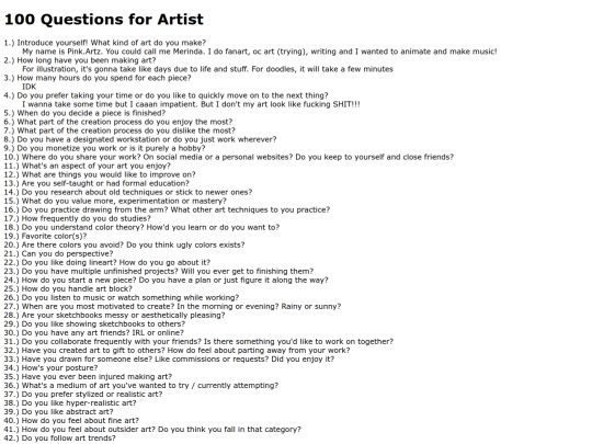 home/entries/100_question_for_Artists screenshot