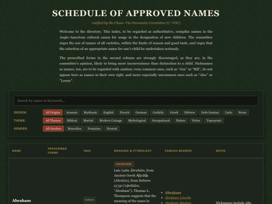 names screenshot