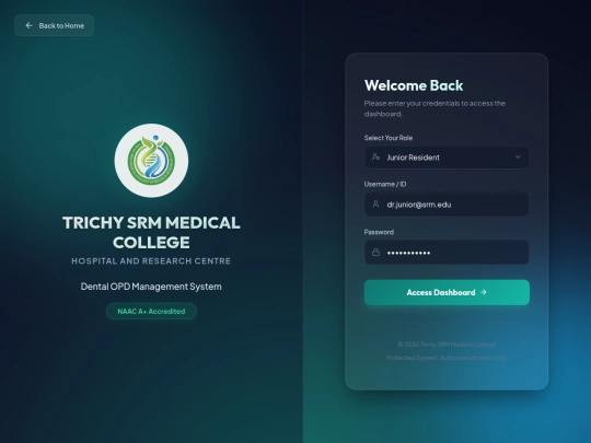 Srm Trichy Dental/login screenshot
