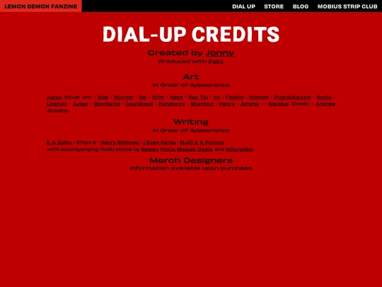credits/dial-up screenshot