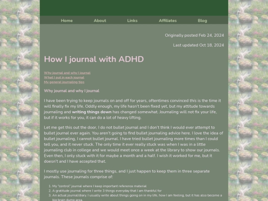 Blog/ADHDJournal screenshot