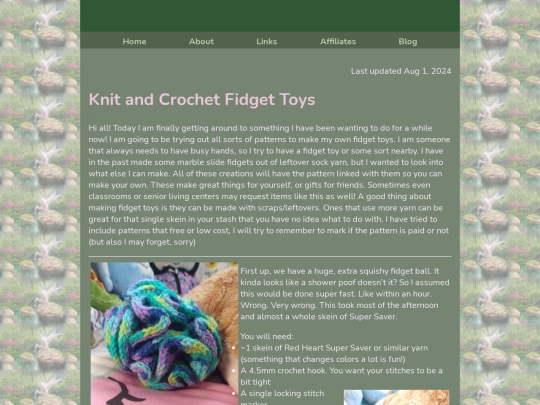 Blog/fidget screenshot
