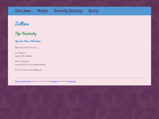 Media/poetry/letters screenshot