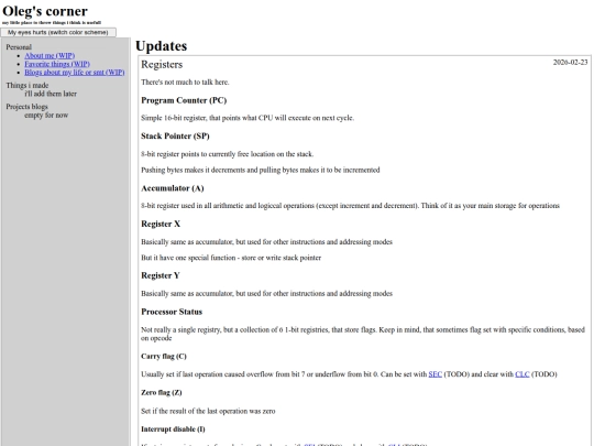 projects/6502interpreter/registers screenshot