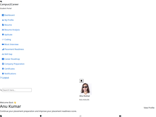 placement /stud dashbord  screenshot