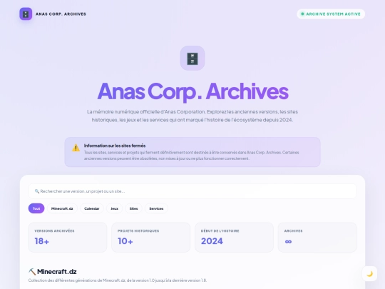 Anas Corp. Archives screenshot