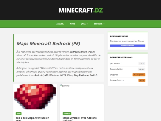 minecraft.dz/categorie/bedrock/maps screenshot
