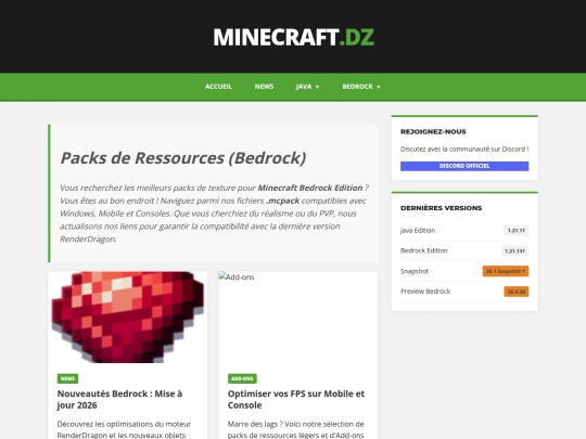 minecraft.dz/categorie/bedrock/resource-pack screenshot