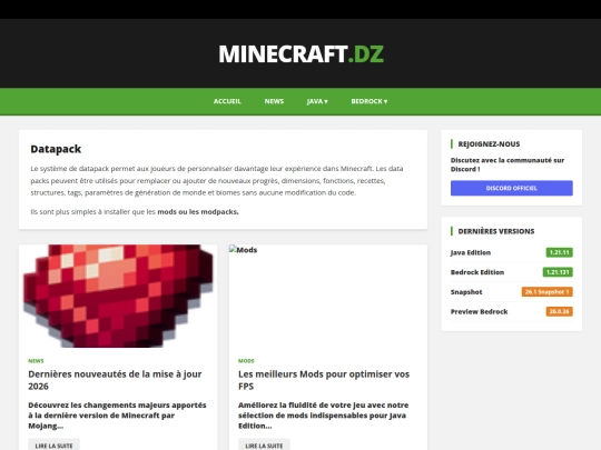minecraft.dz/categorie/java/datapack screenshot