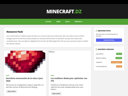 minecraft.dz/categorie/java/resource-pack screenshot