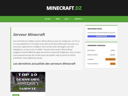 minecraft.dz/categorie/serveurs screenshot