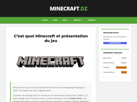 minecraft.dz/faq/Cest-quoi-Minecraft-et-prsentation-du-jeu screenshot