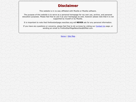 Disclaimer screenshot