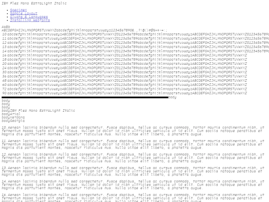 Web embedded/ibmplexmono-extralightitalic-demo screenshot