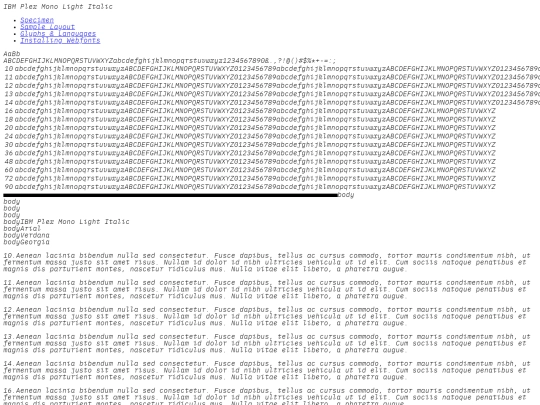 Web embedded/ibmplexmono-lightitalic-demo screenshot