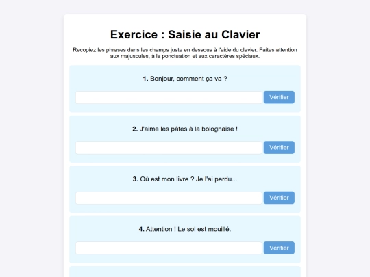 Exercicesaisie screenshot