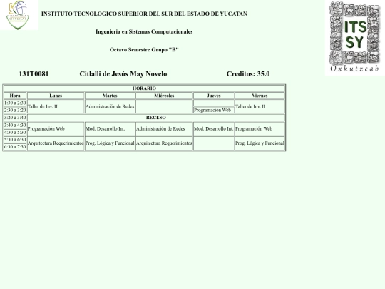 Horario screenshot