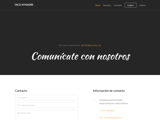 tacos/contact screenshot