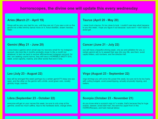 horrorscopes screenshot