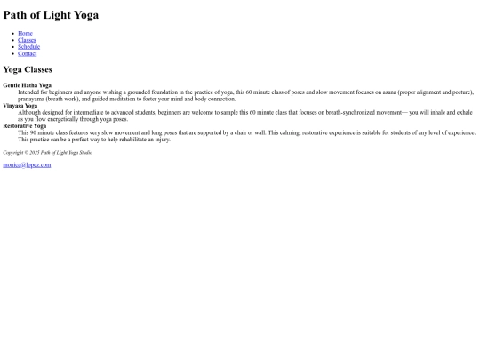 webd152/chapter3/yoga/classes screenshot