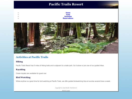 webd152/chapter6/ch6pacific/activities screenshot