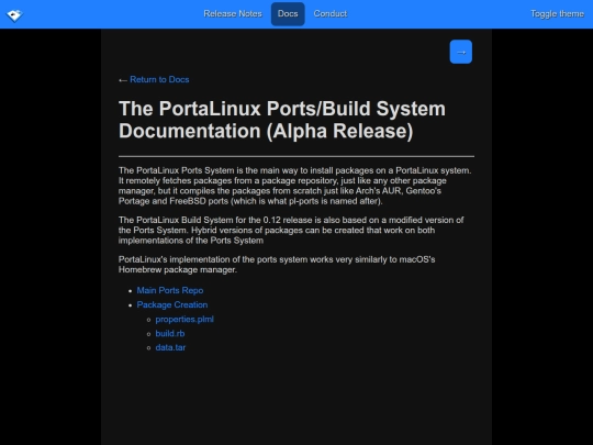 portalinux/docs/ports screenshot