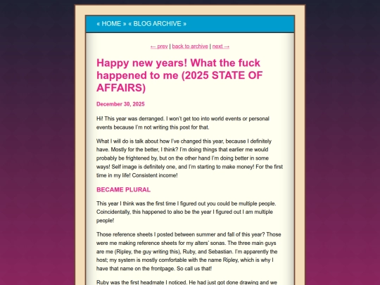 blog/Happy new years! What the fuck happened to me (2025 STATE OF AFFAIRS) screenshot