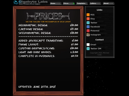 prices screenshot