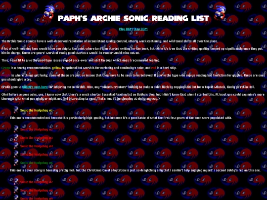 archiesoniclist screenshot