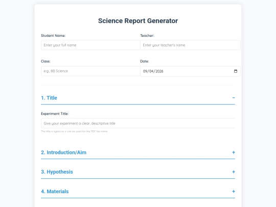 Sciencereportgenerator screenshot