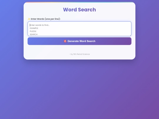 Wordsearch screenshot