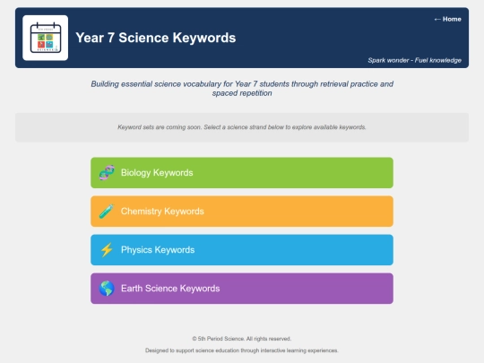 Year7Keywords screenshot
