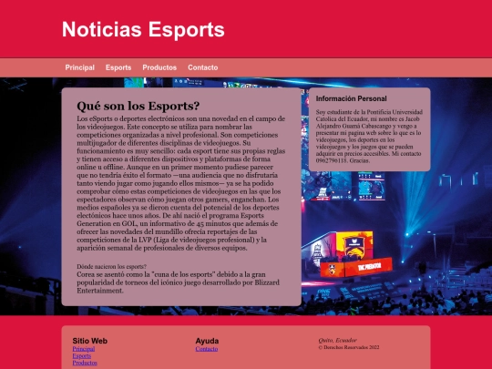 Mi pagina web adaptable/Esports screenshot