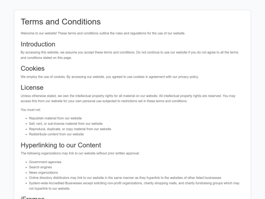 terms screenshot