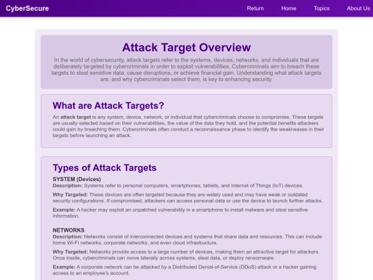 CyberSecure/attacktargetModule/attcktopic1 screenshot