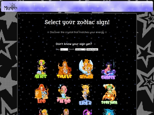 zodiac-menu screenshot