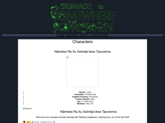 homagetosomewheresomewhen/characters screenshot