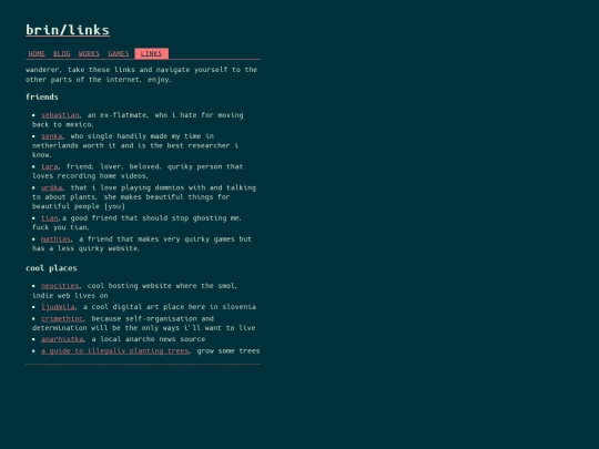 links screenshot