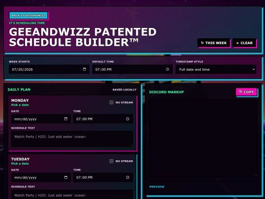 DiscordScheduleBuilder screenshot