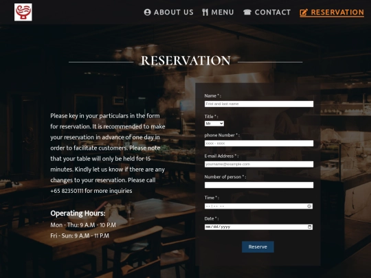 reservation screenshot