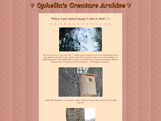 opheliascreaturearchive screenshot
